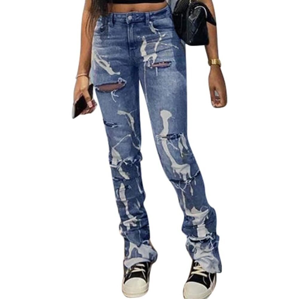 Women's Denim Jeans Casual Pants Skinny Fit Mid Rise Zipper Closure